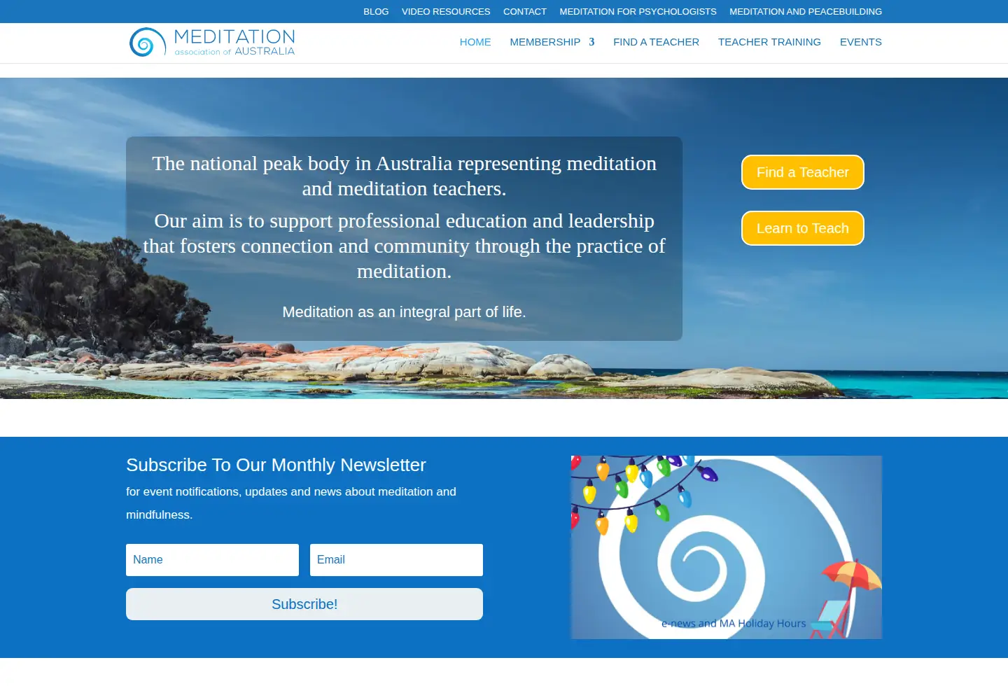 Screenshot of meditationaustralia.org.au