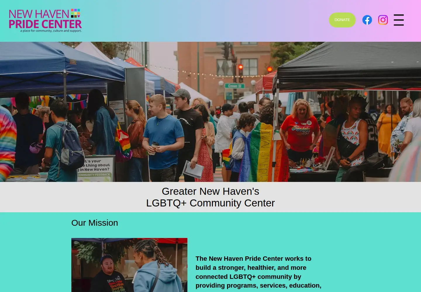 Captured homepage of newhavenpridecenter.org in the current scan