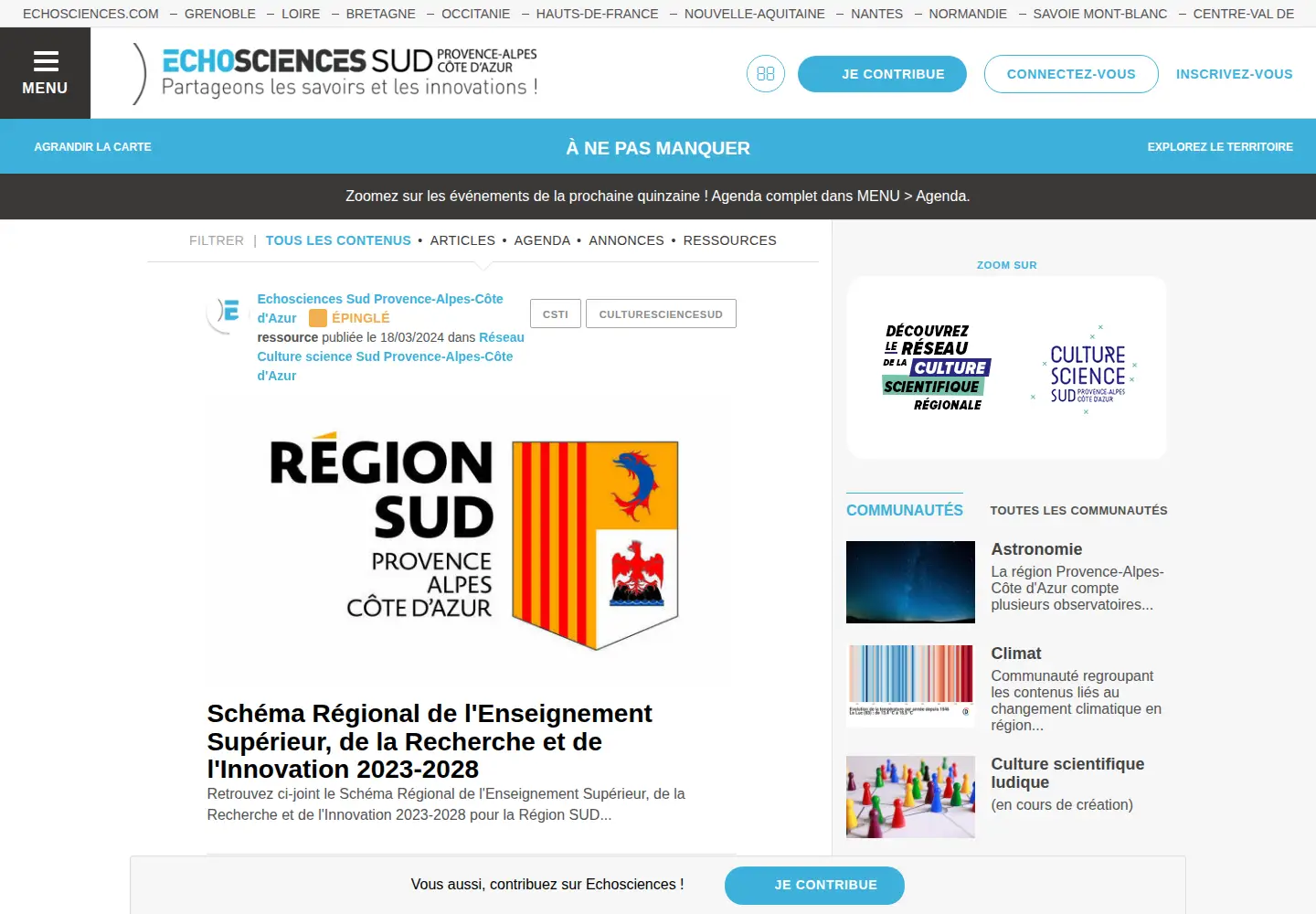 Screenshot of echosciences-paca.fr