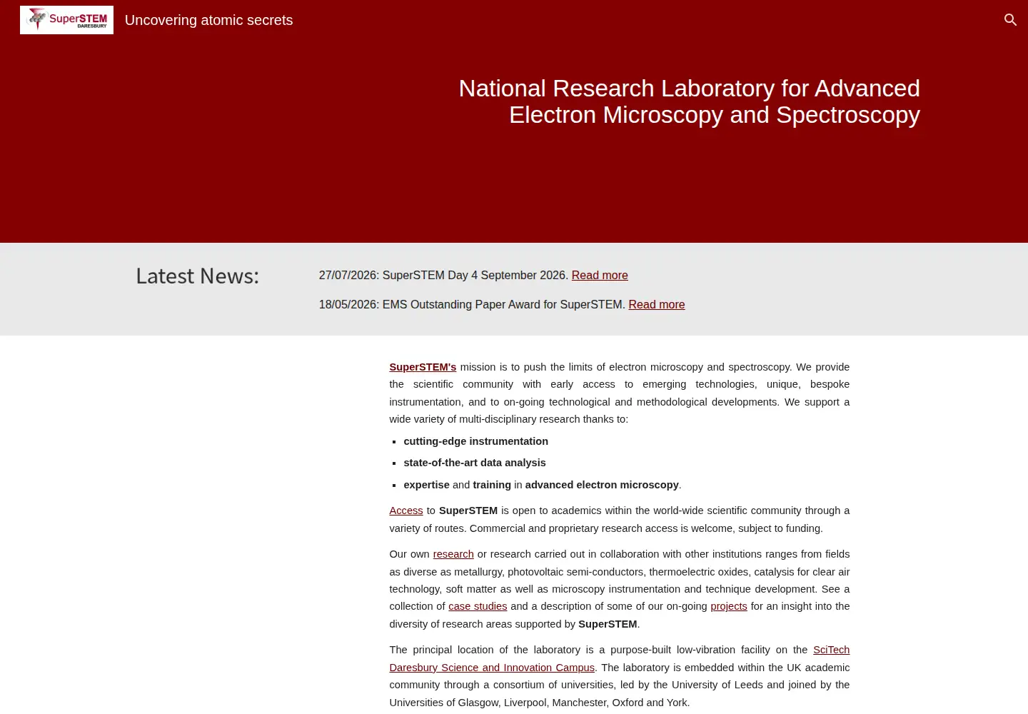 Screenshot of superstem.org