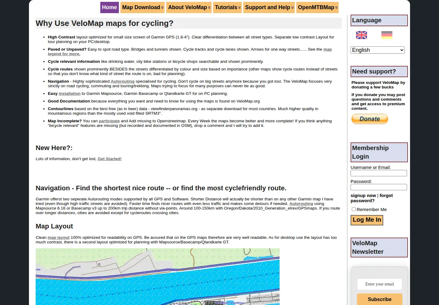 Screenshot of velomap.org