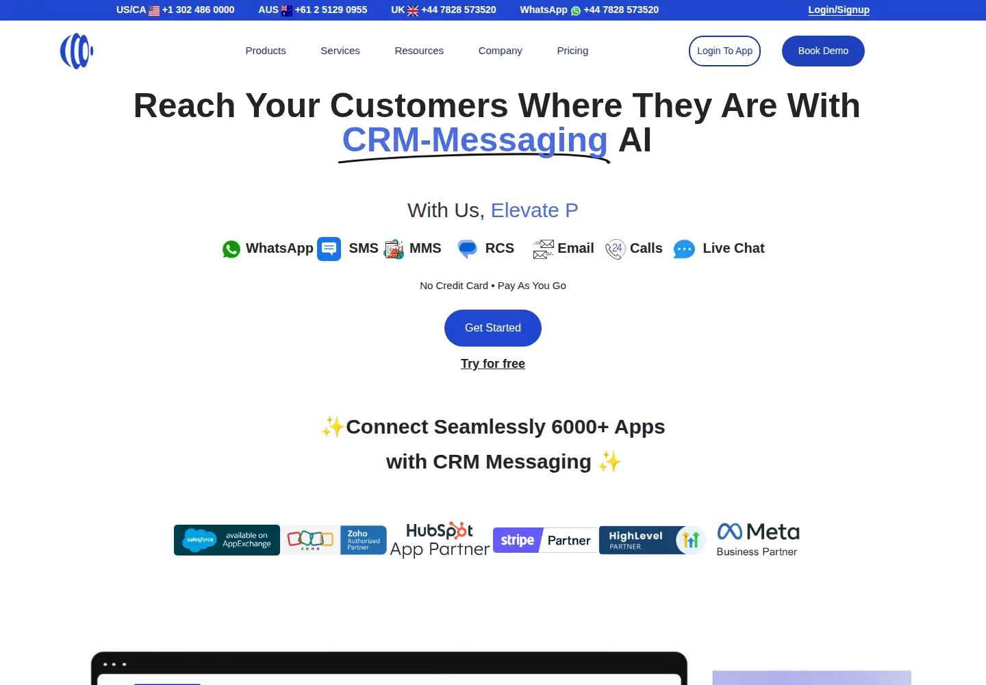 Captured homepage of crm-messaging.cloud in the current scan