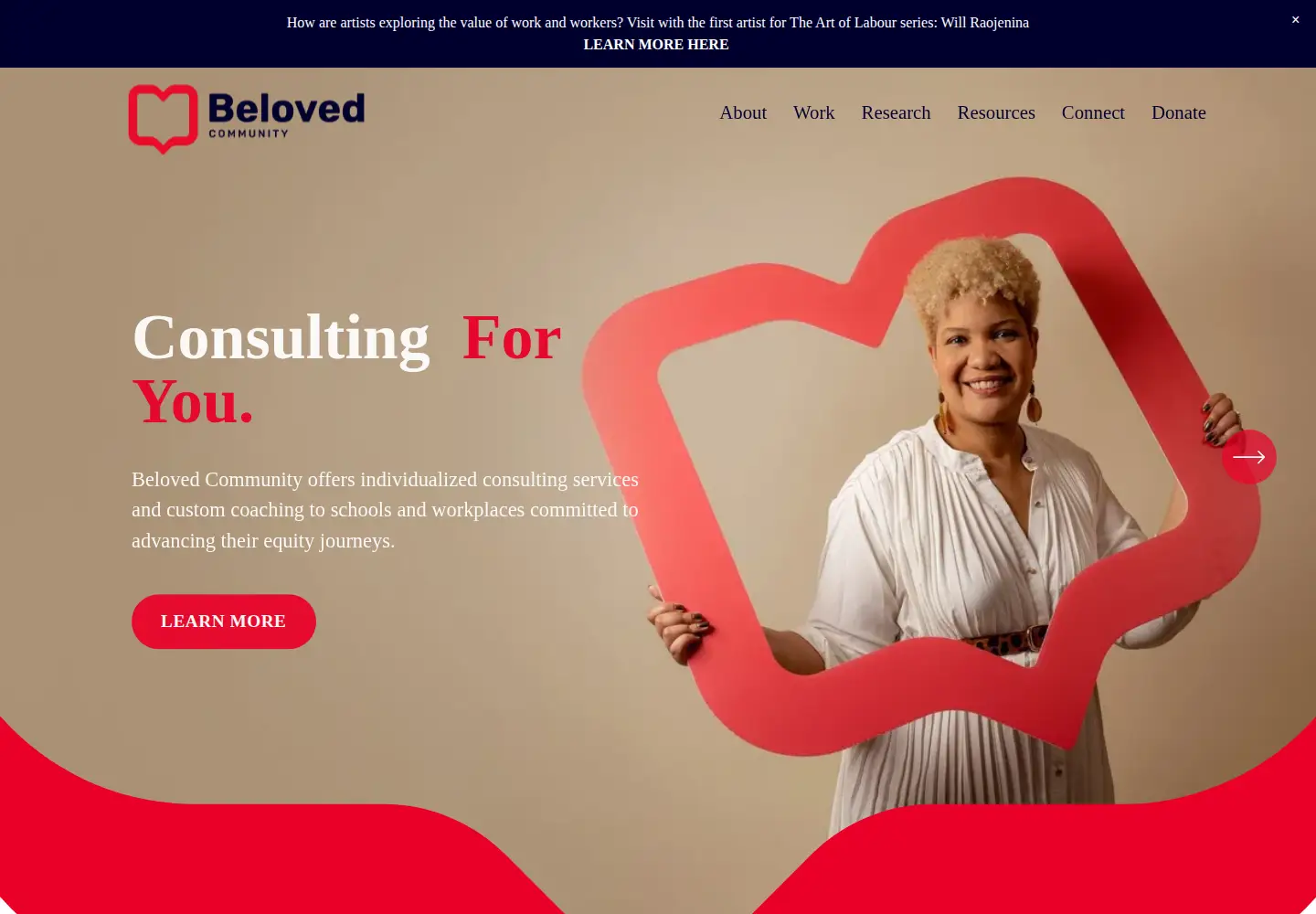 Captured homepage of wearebeloved.org in the current scan