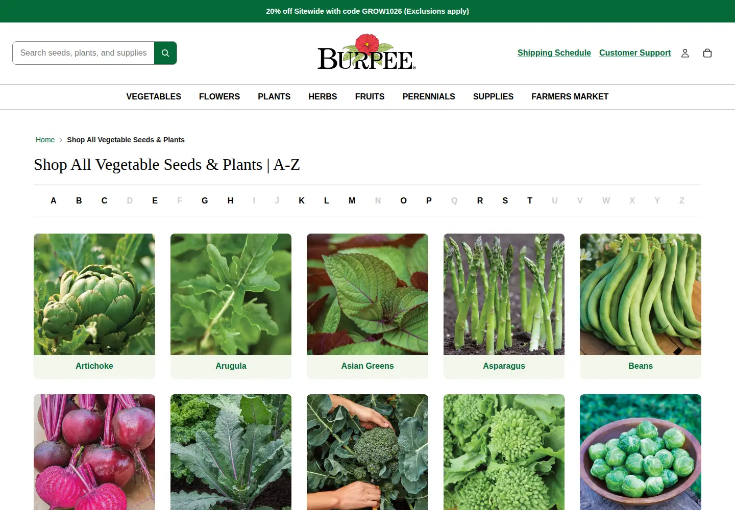 Captured homepage of cooksgarden.com in the current scan