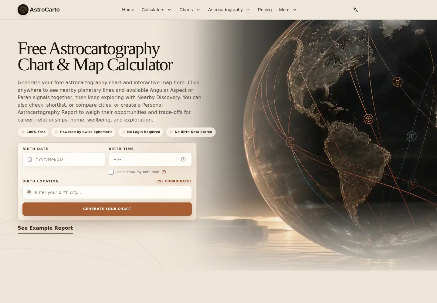 Screenshot of astrocarto.net