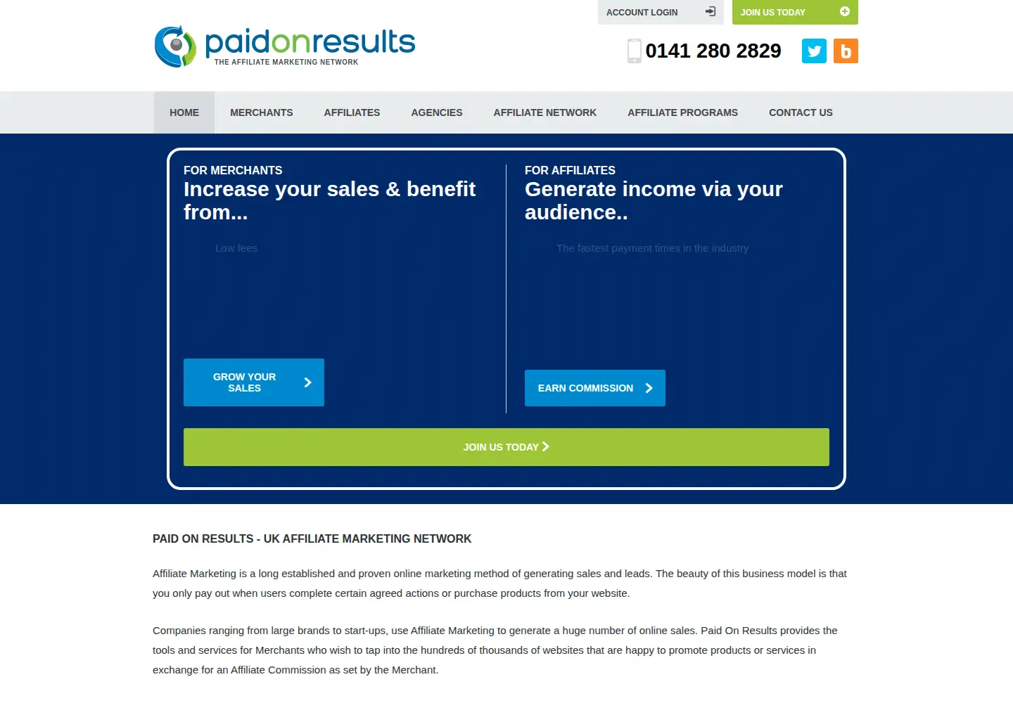 Screenshot of paidonresults.com