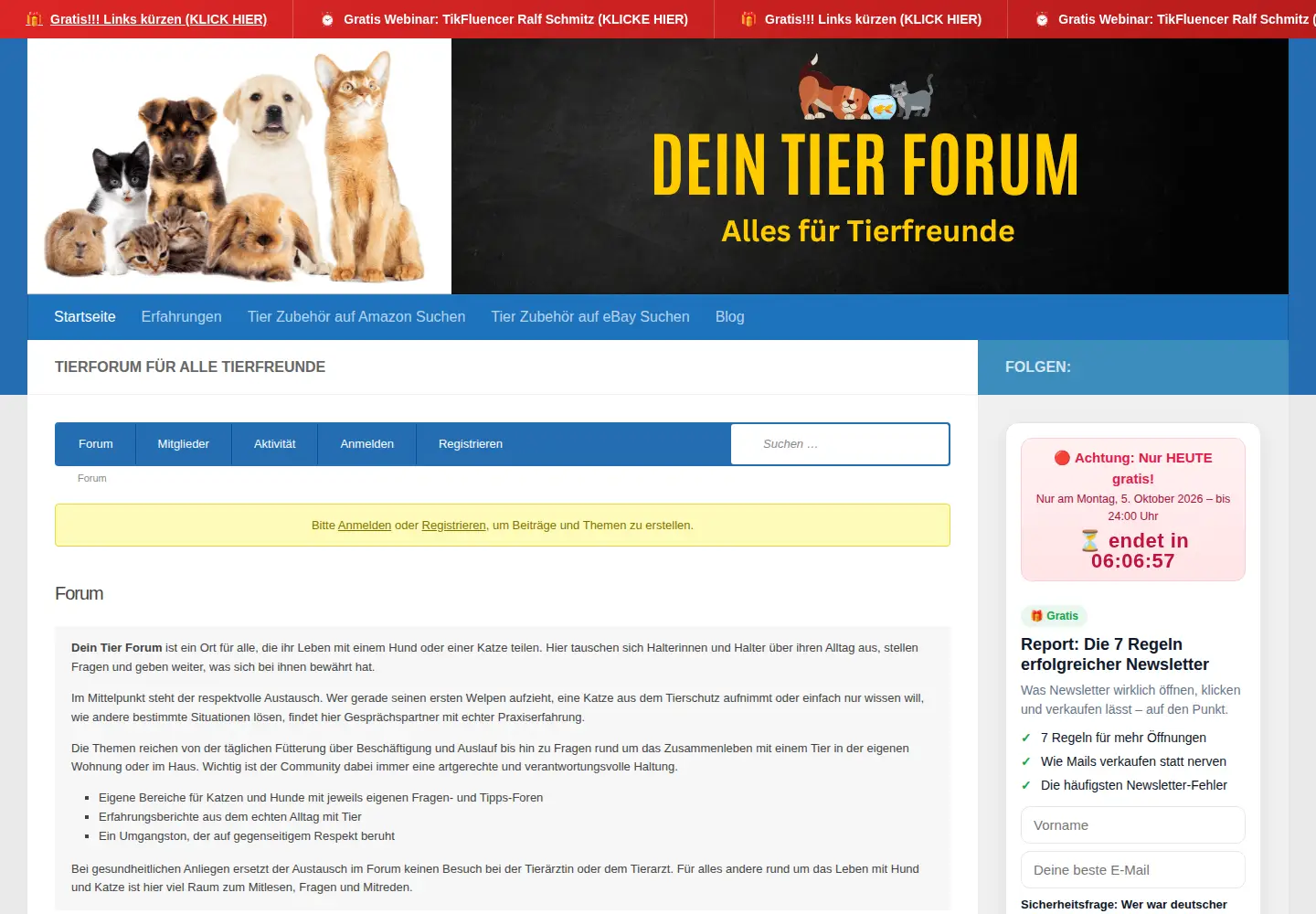Screenshot of dein-tier-forum.de