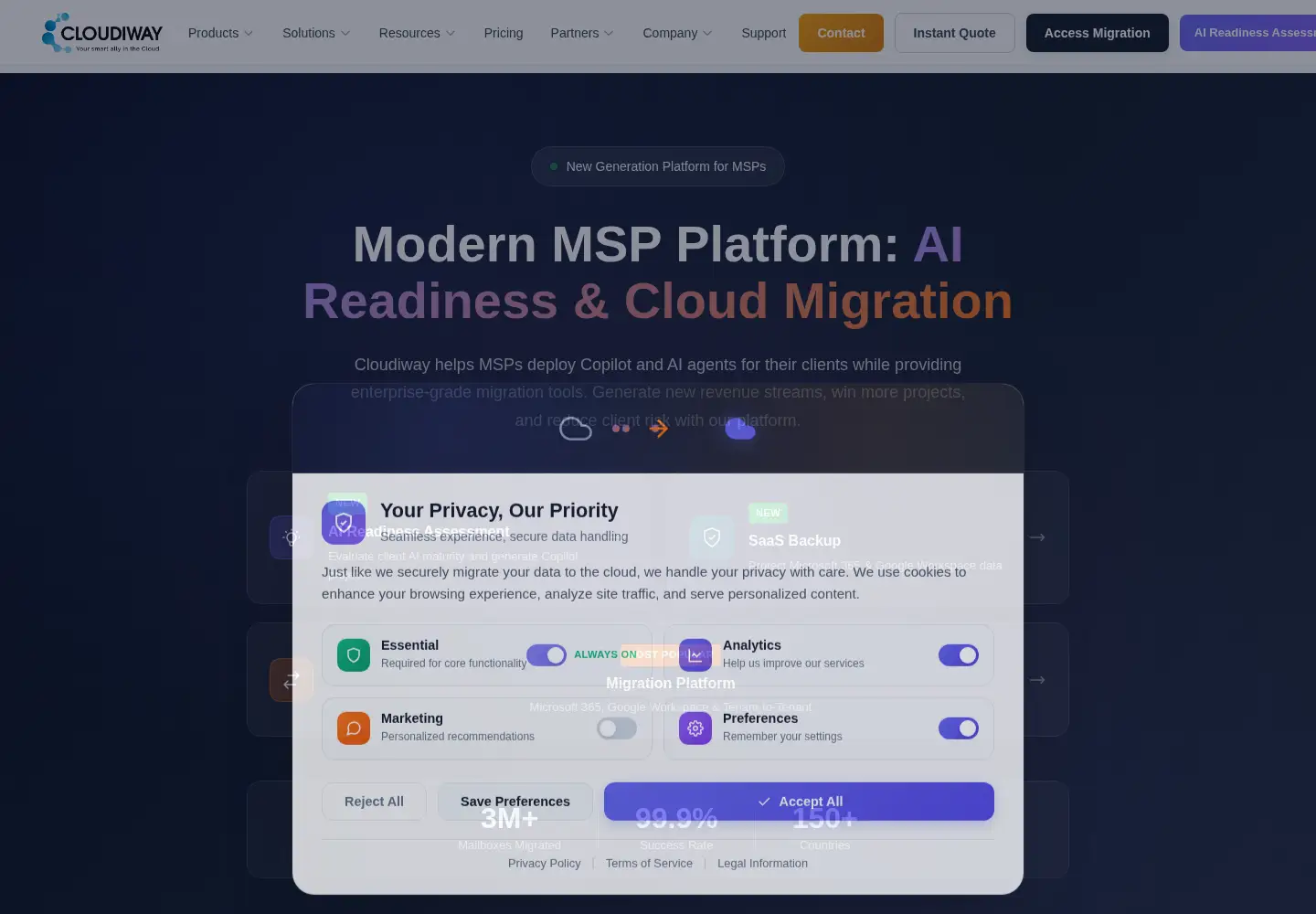 Screenshot of cloudiway.com