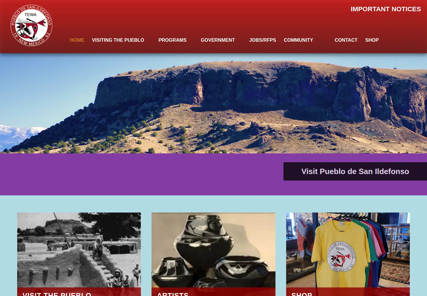 Captured homepage of sanipueblo.org in the current scan