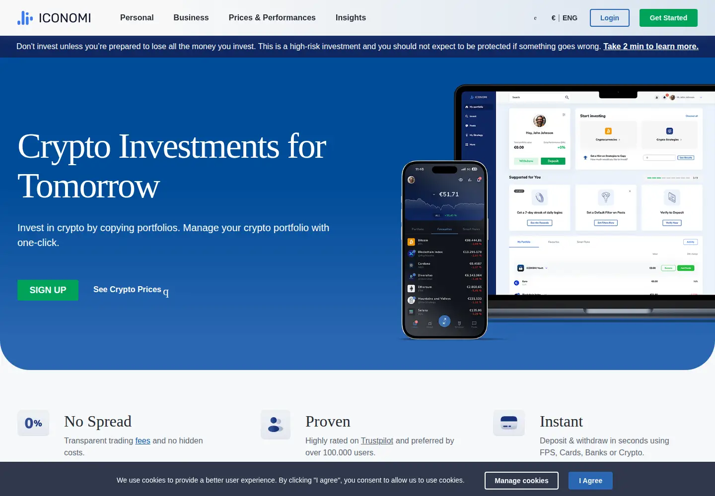 Captured homepage of iconomi.com in the current scan