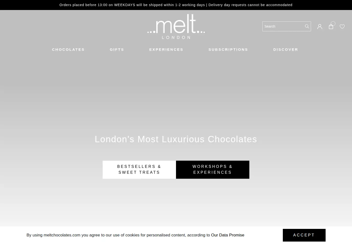 Screenshot of meltchocolates.com