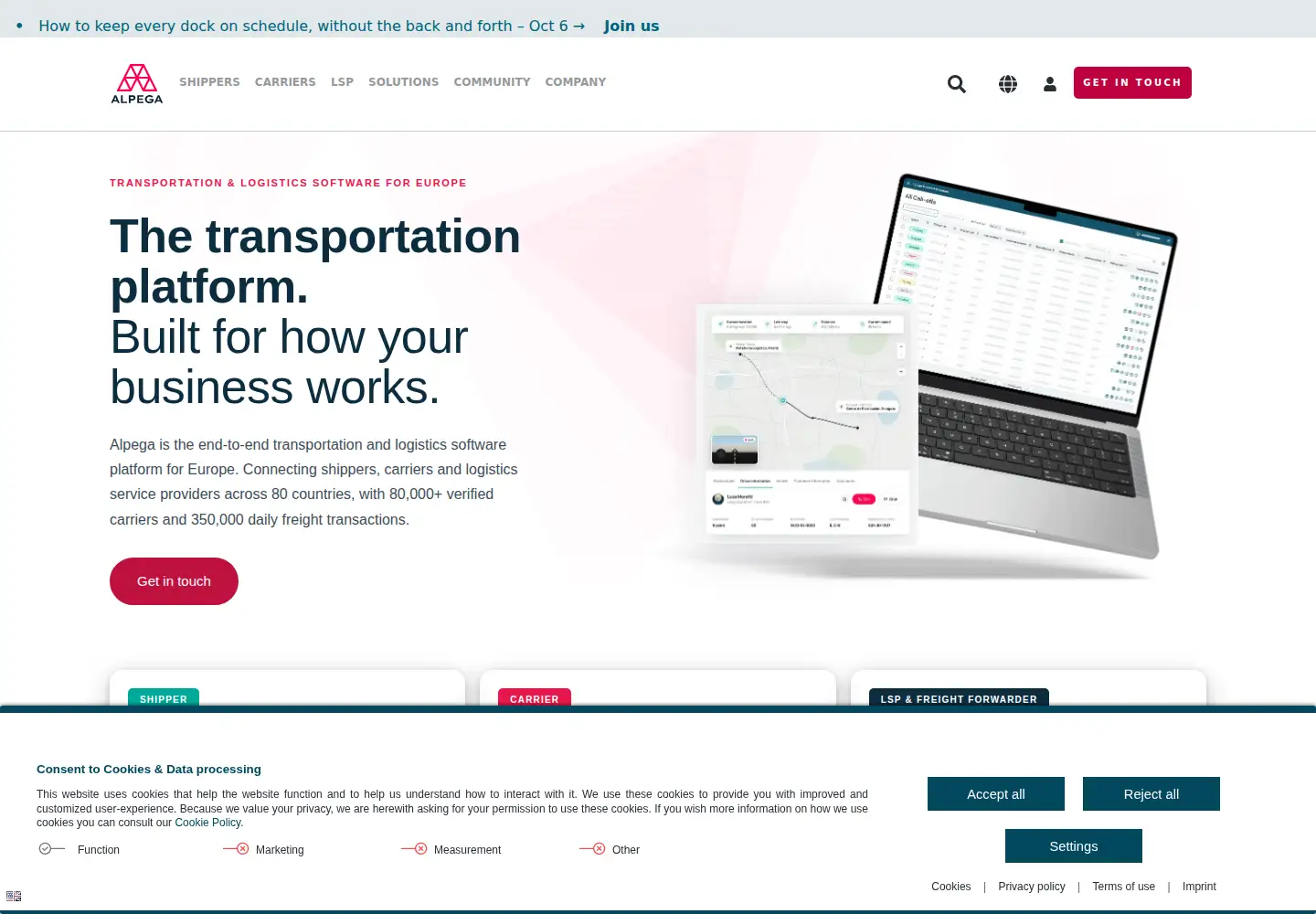 Screenshot of alpegagroup.com