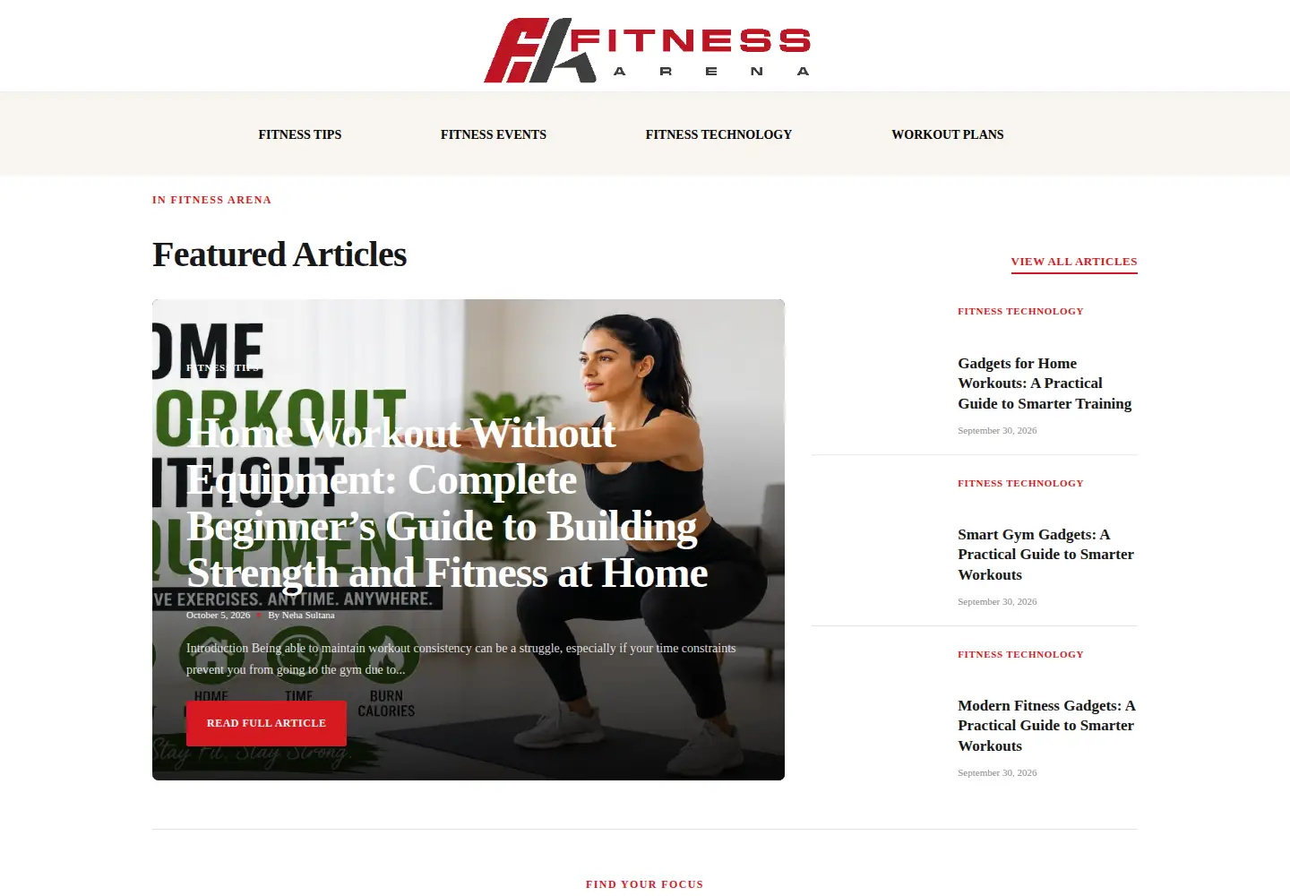 Captured homepage of infitnessarena.com in the current scan