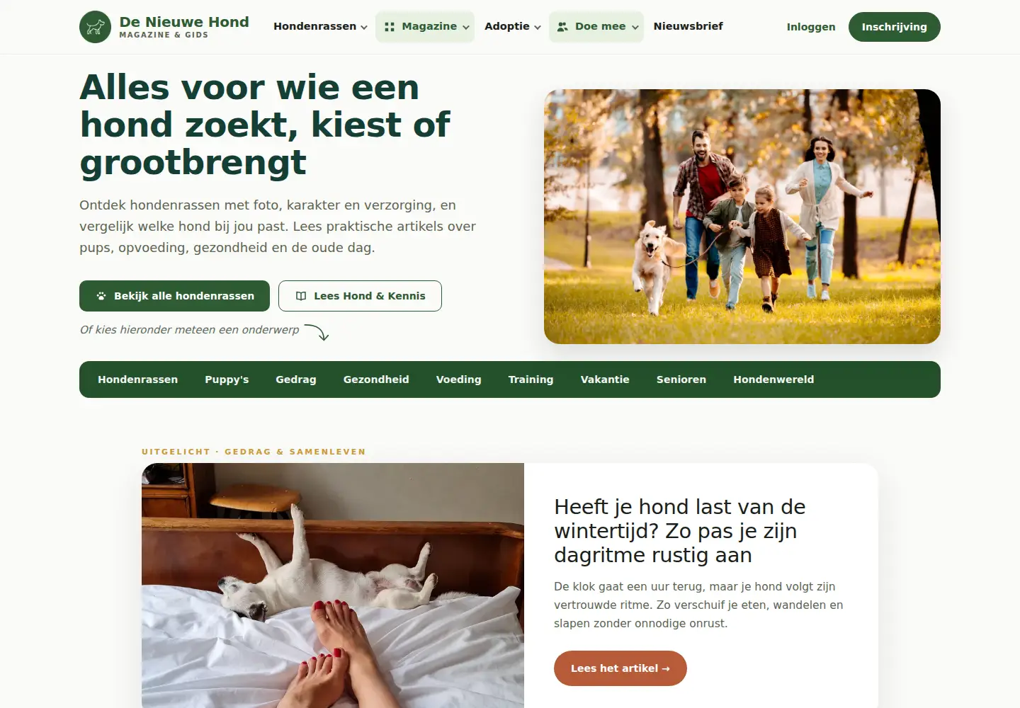 Captured homepage of nieuwehond.nl in the current scan