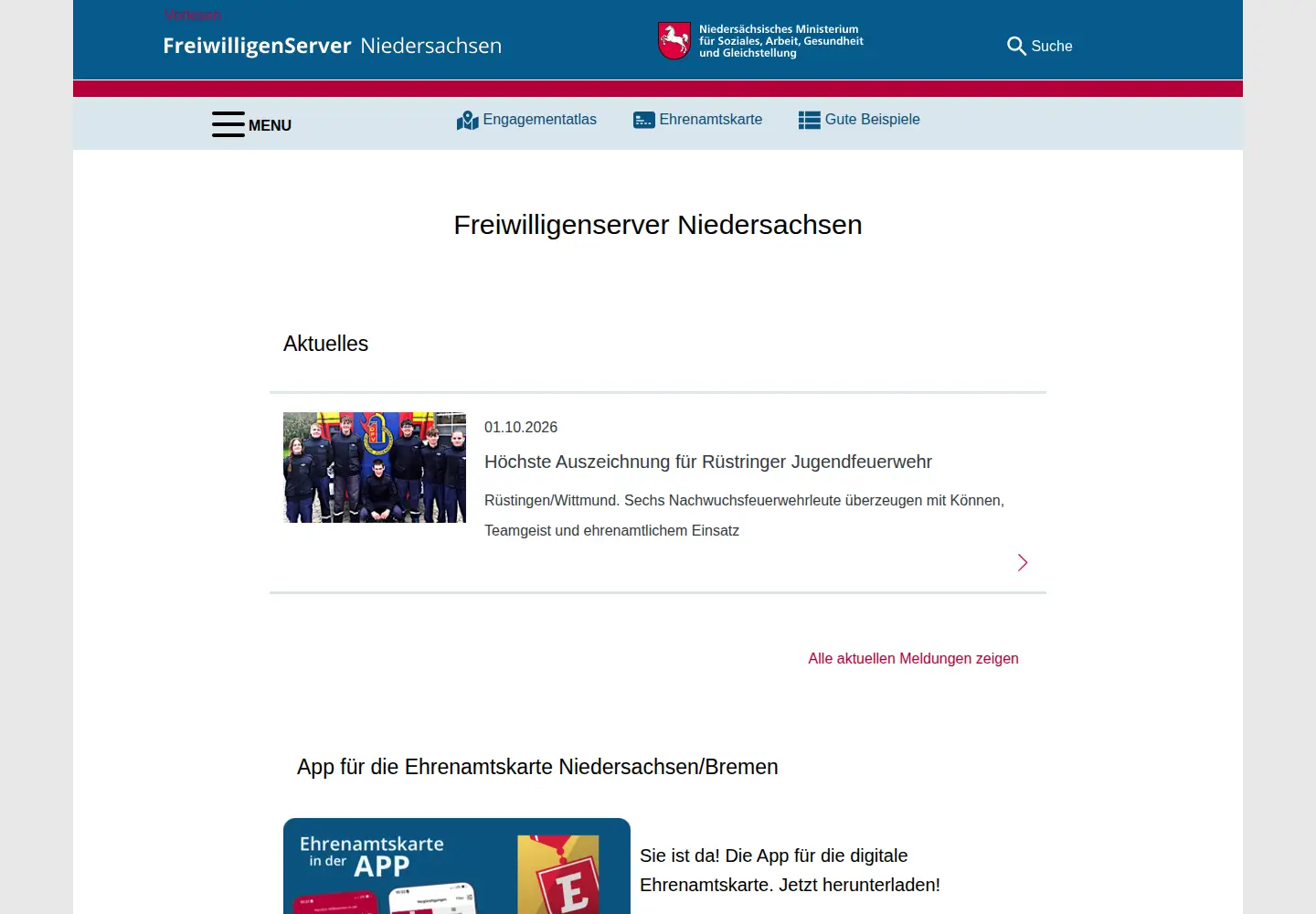 Screenshot of freiwilligenserver.de