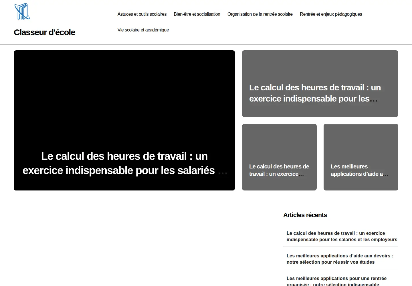 Screenshot of classeurdecole.fr