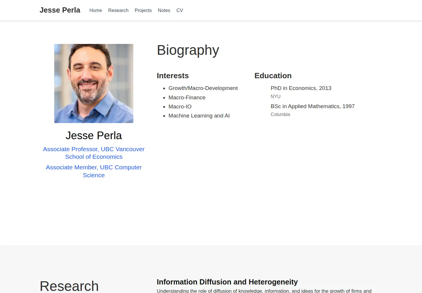 Captured homepage of jesseperla.com in the current scan
