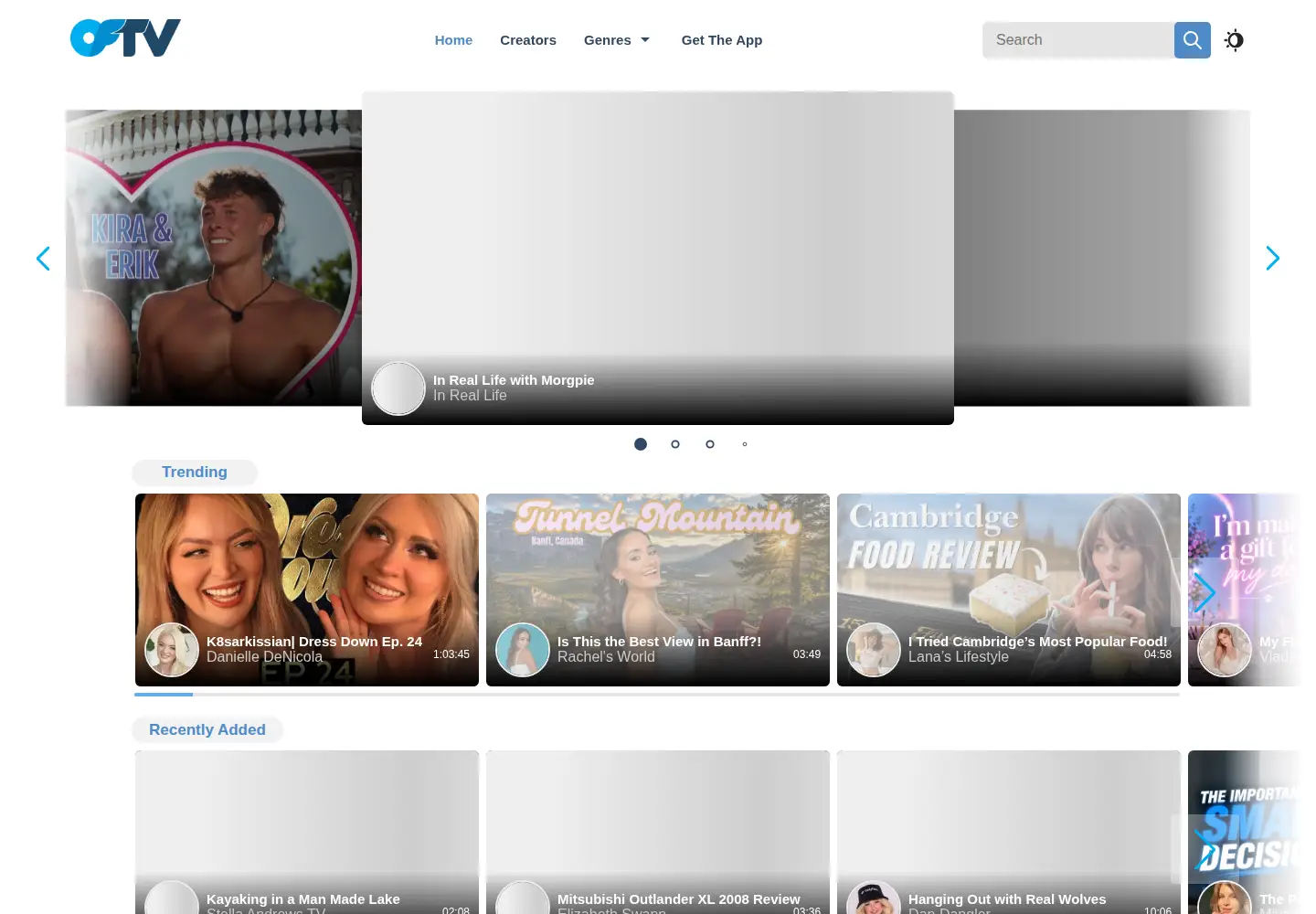 Captured homepage of of.tv in the current scan
