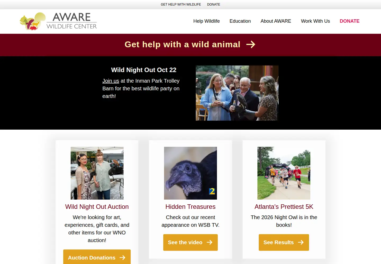 Screenshot of awarewildlife.org
