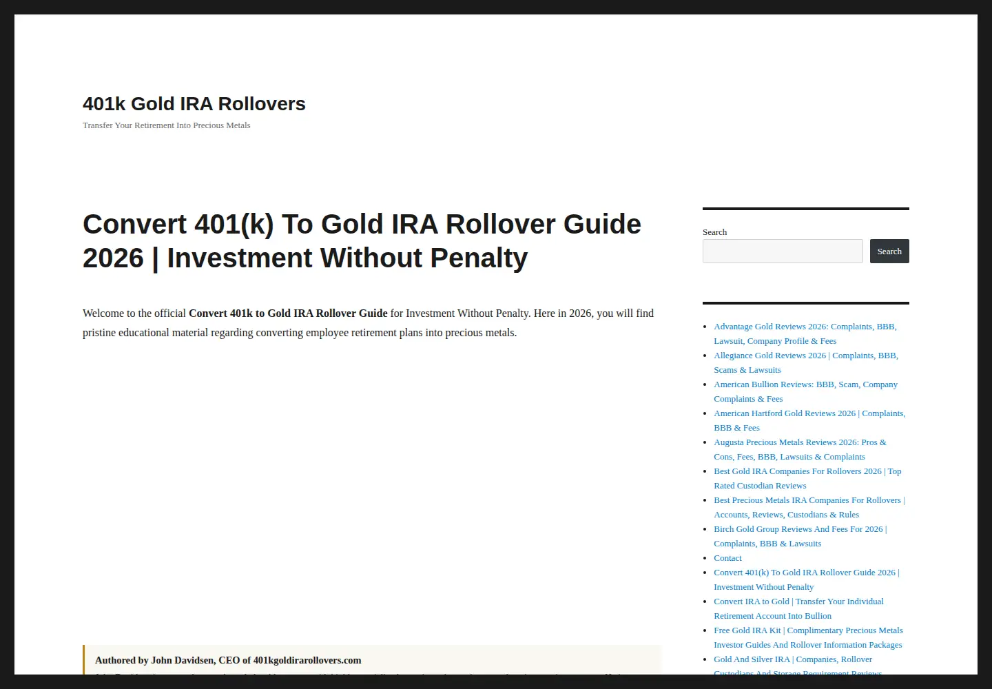 Screenshot of 401kgoldirarollovers.com