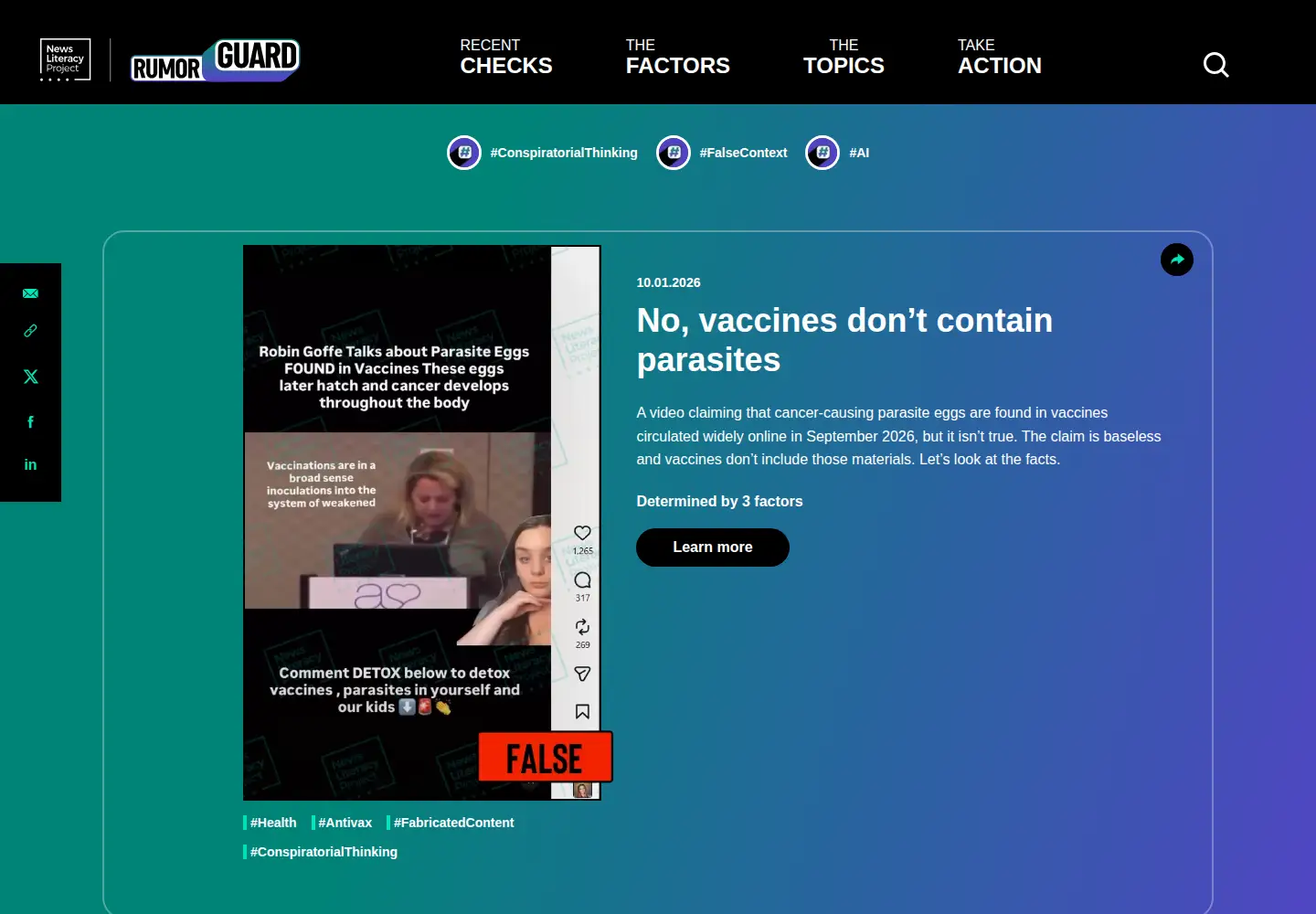 Screenshot of rumorguard.org