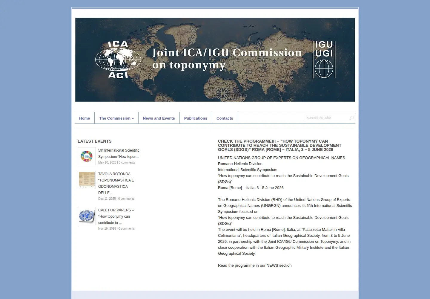 Screenshot of igu-icatoponymy.org