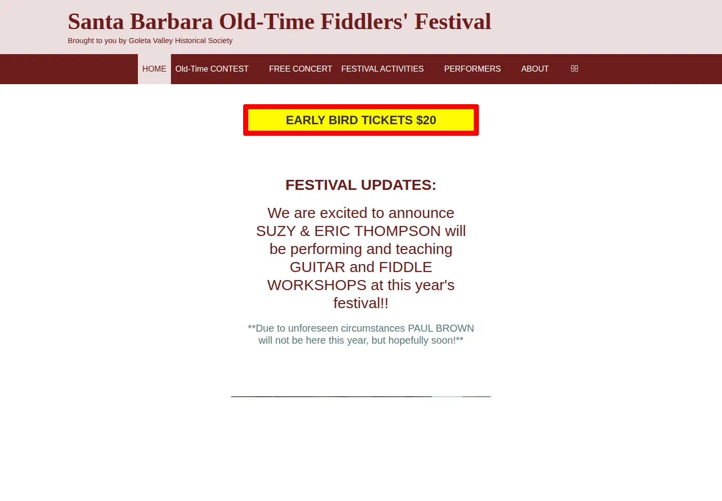 Screenshot of fiddlersfestival.org