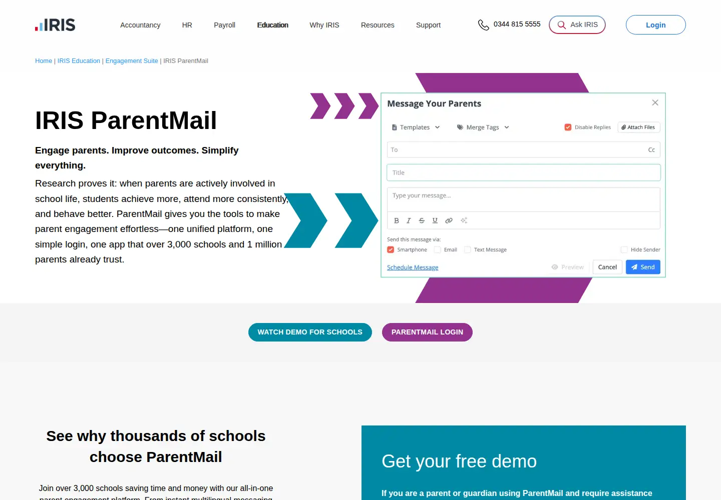 Screenshot of parentmail.co.uk