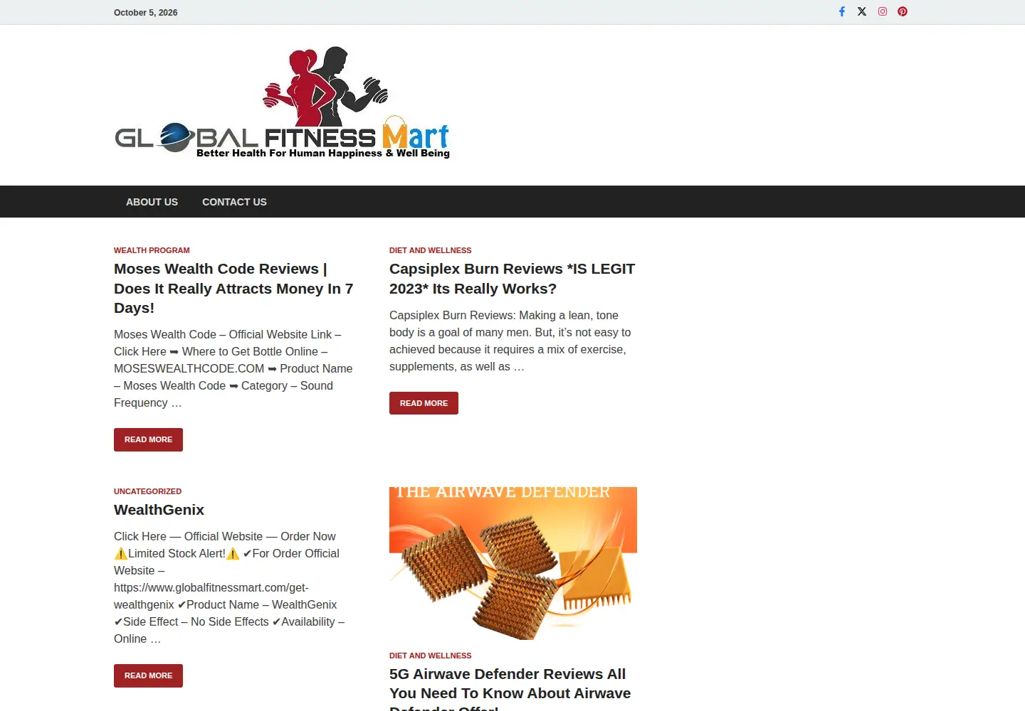 Screenshot of globalfitnessmart.com