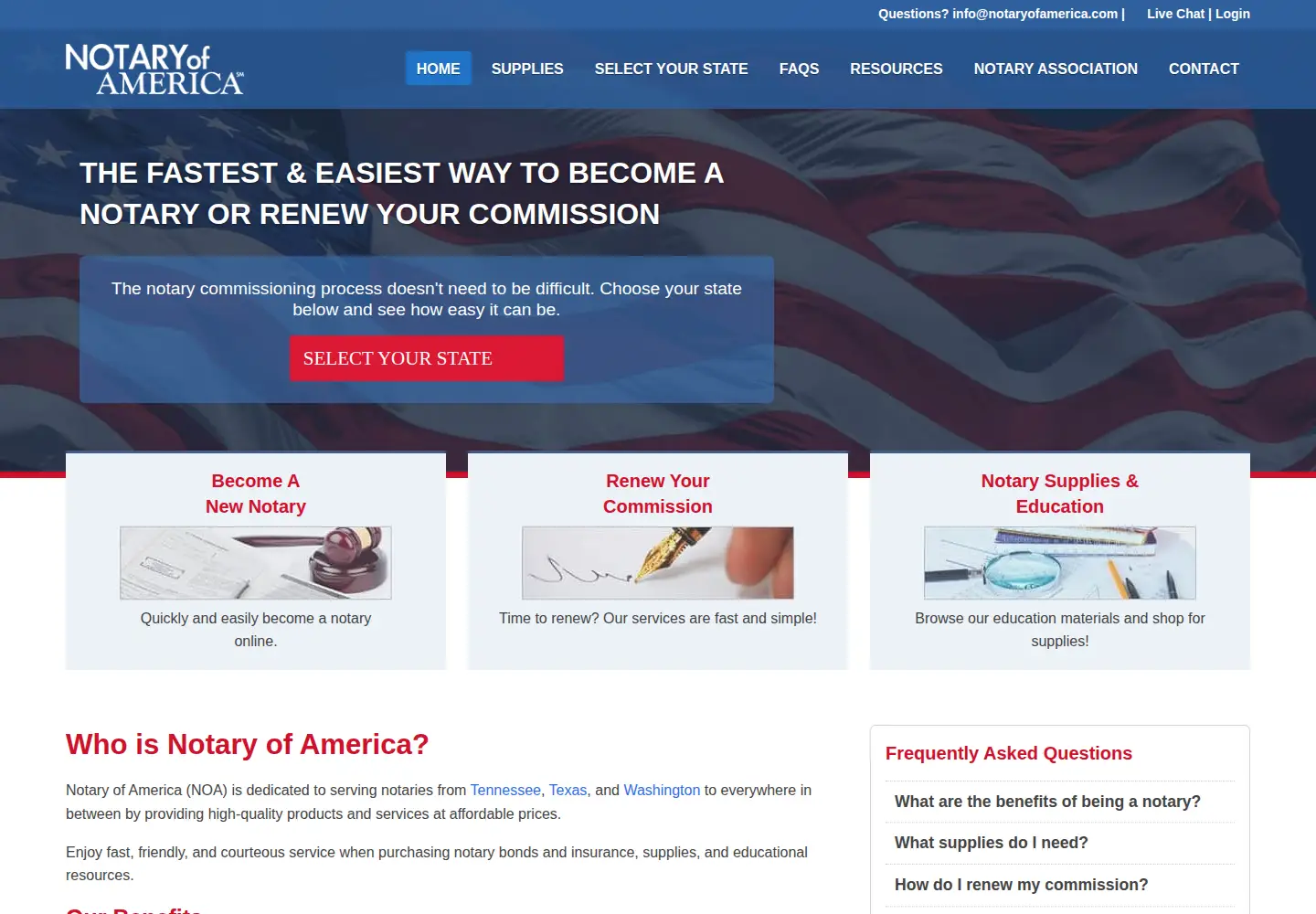 Captured homepage of notaryofamerica.com in the current scan