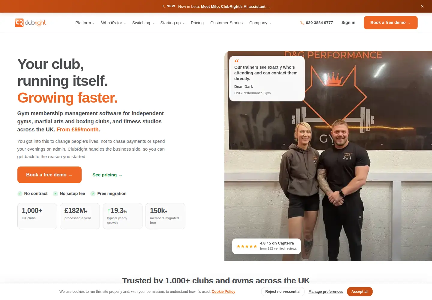 Screenshot of clubright.co.uk