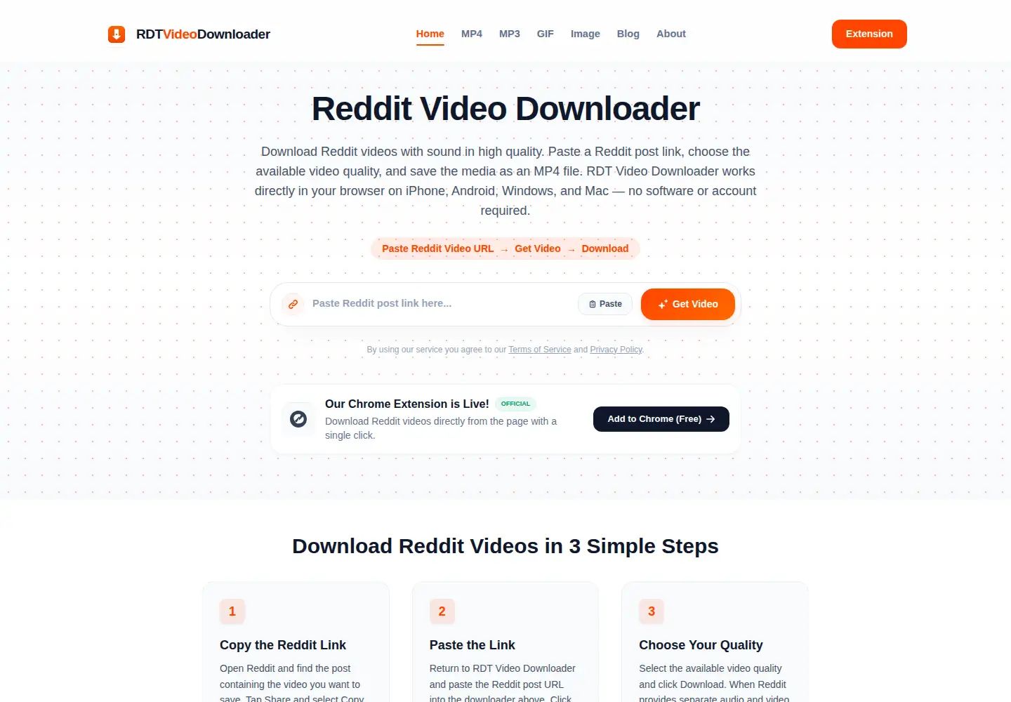 Captured homepage of rdtvideodownloader.com in the current scan
