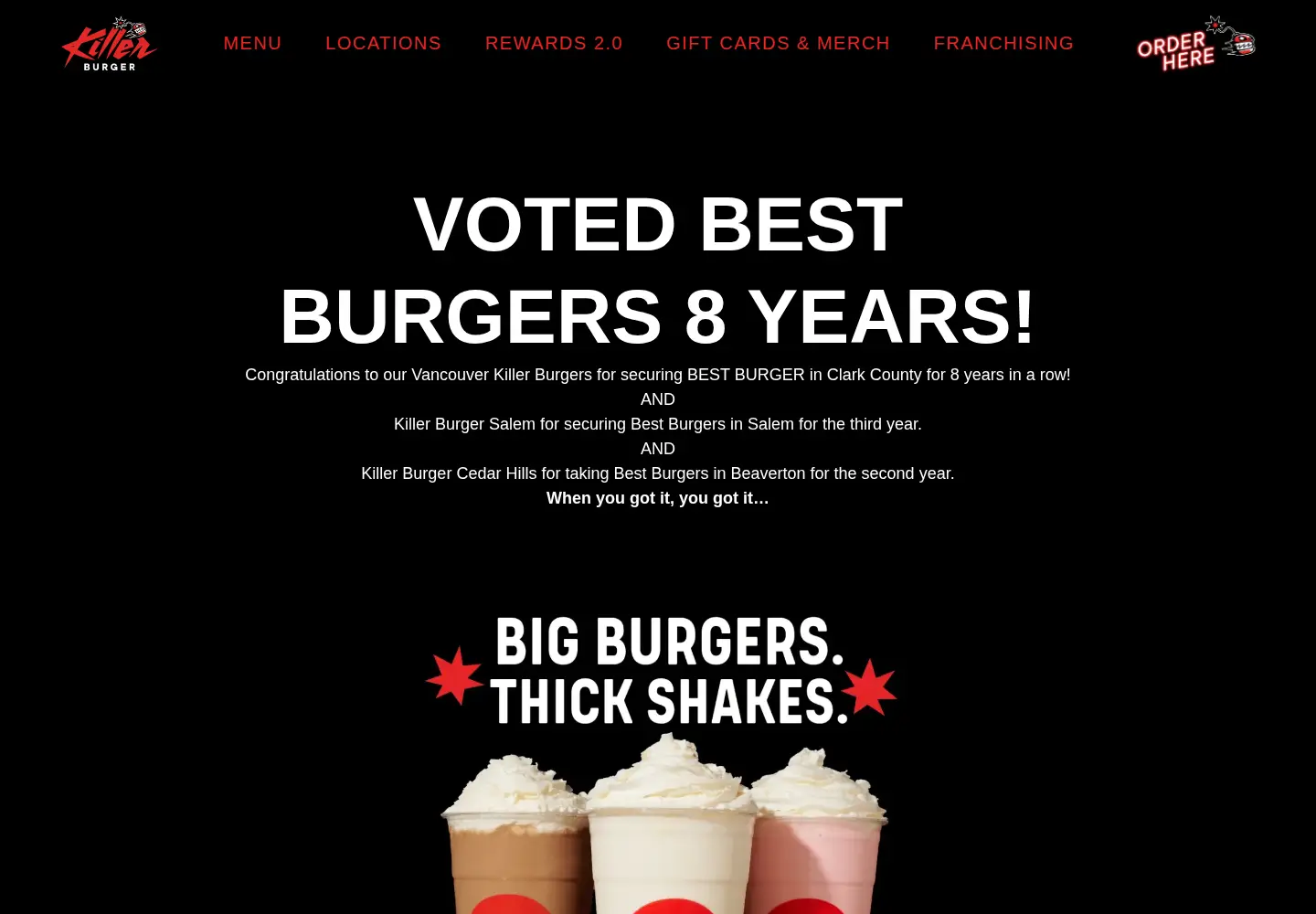 Captured homepage of killerburger.com in the current scan