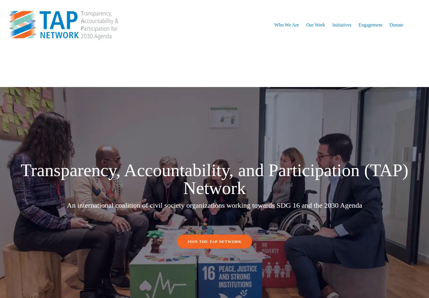 Captured homepage of tapnetwork2030.org in the current scan