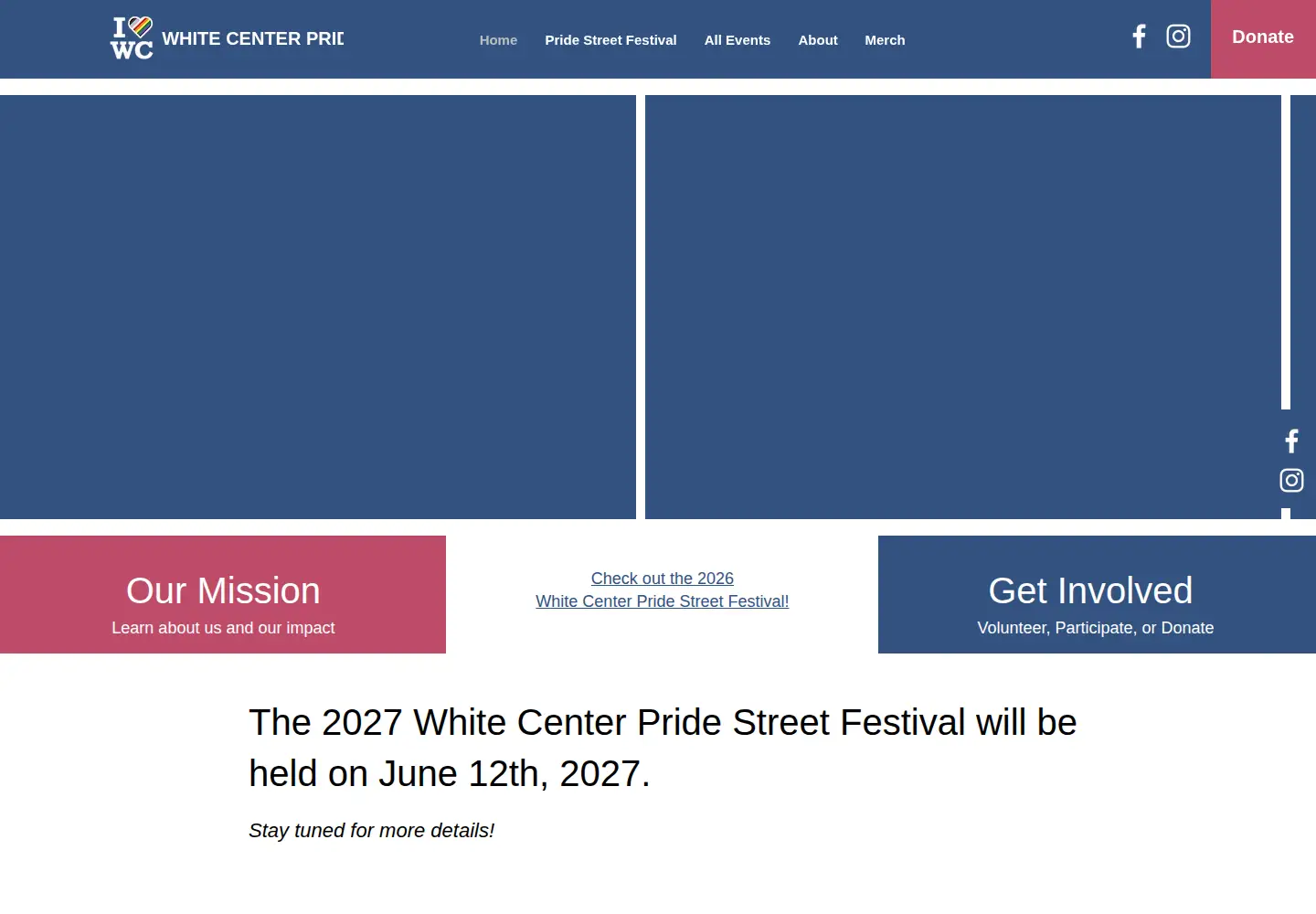 Captured homepage of whitecenterpride.org in the current scan