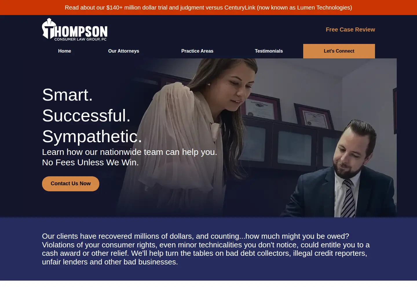 Captured homepage of fair-debt-collection.com in the current scan