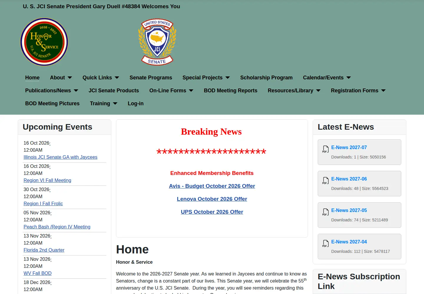 Screenshot of usjcisenate.org