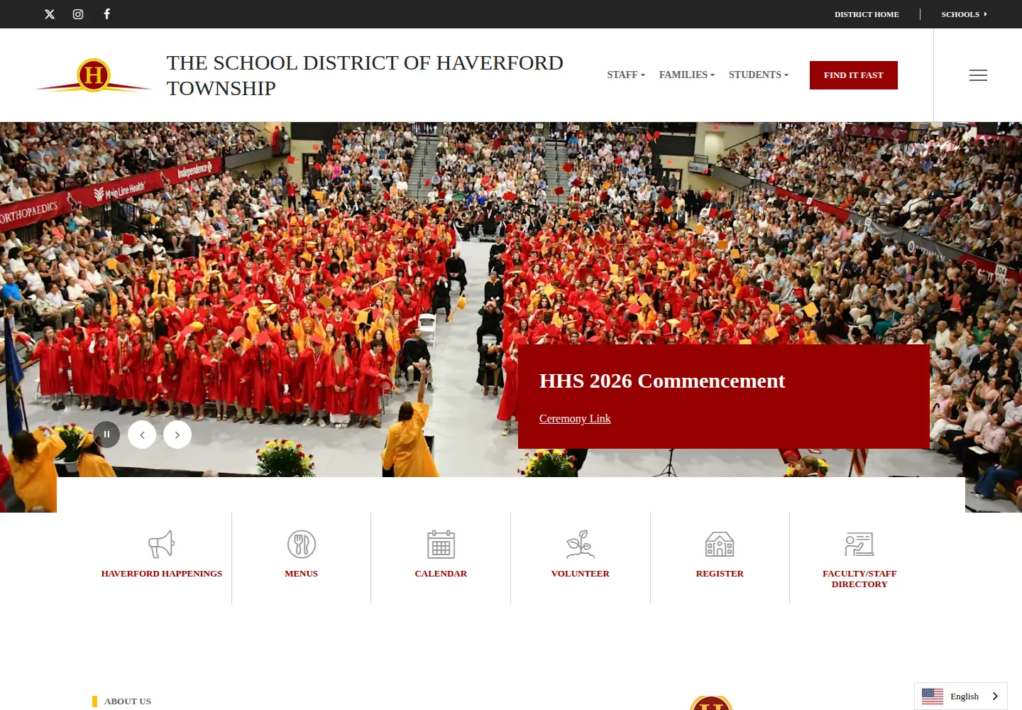 Captured homepage of haverford.k12.pa.us in the current scan