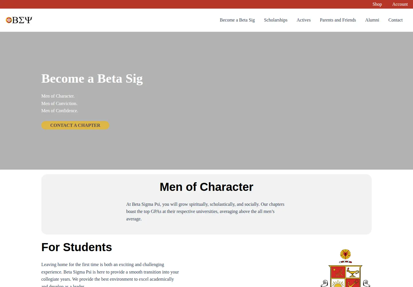 Screenshot of betasigmapsi.org