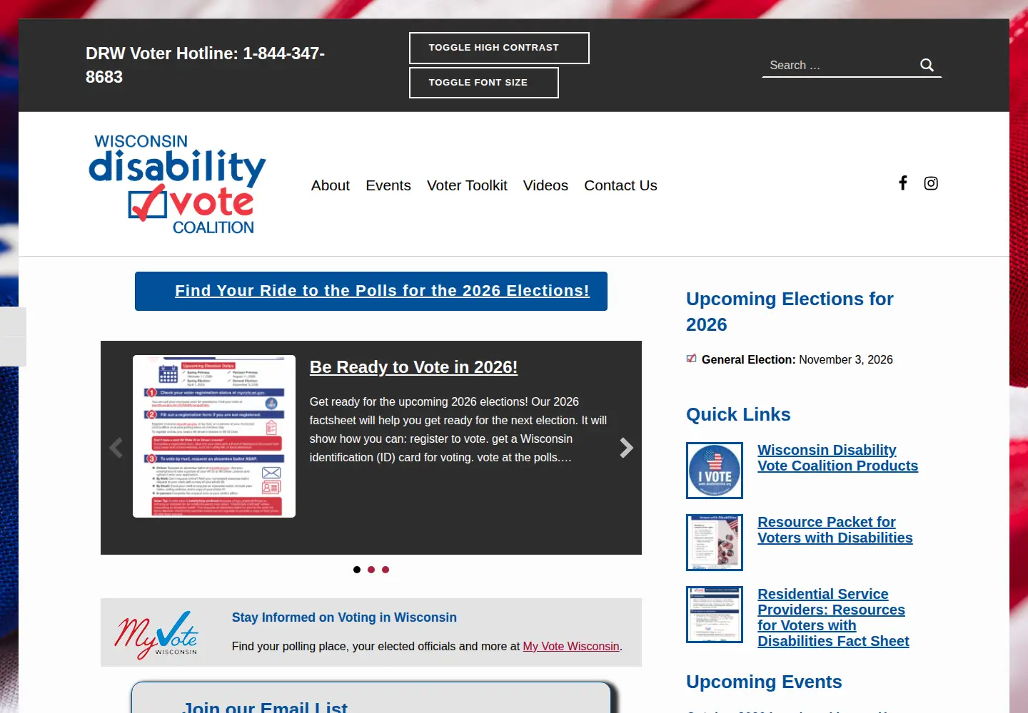 Screenshot of disabilityvote.org