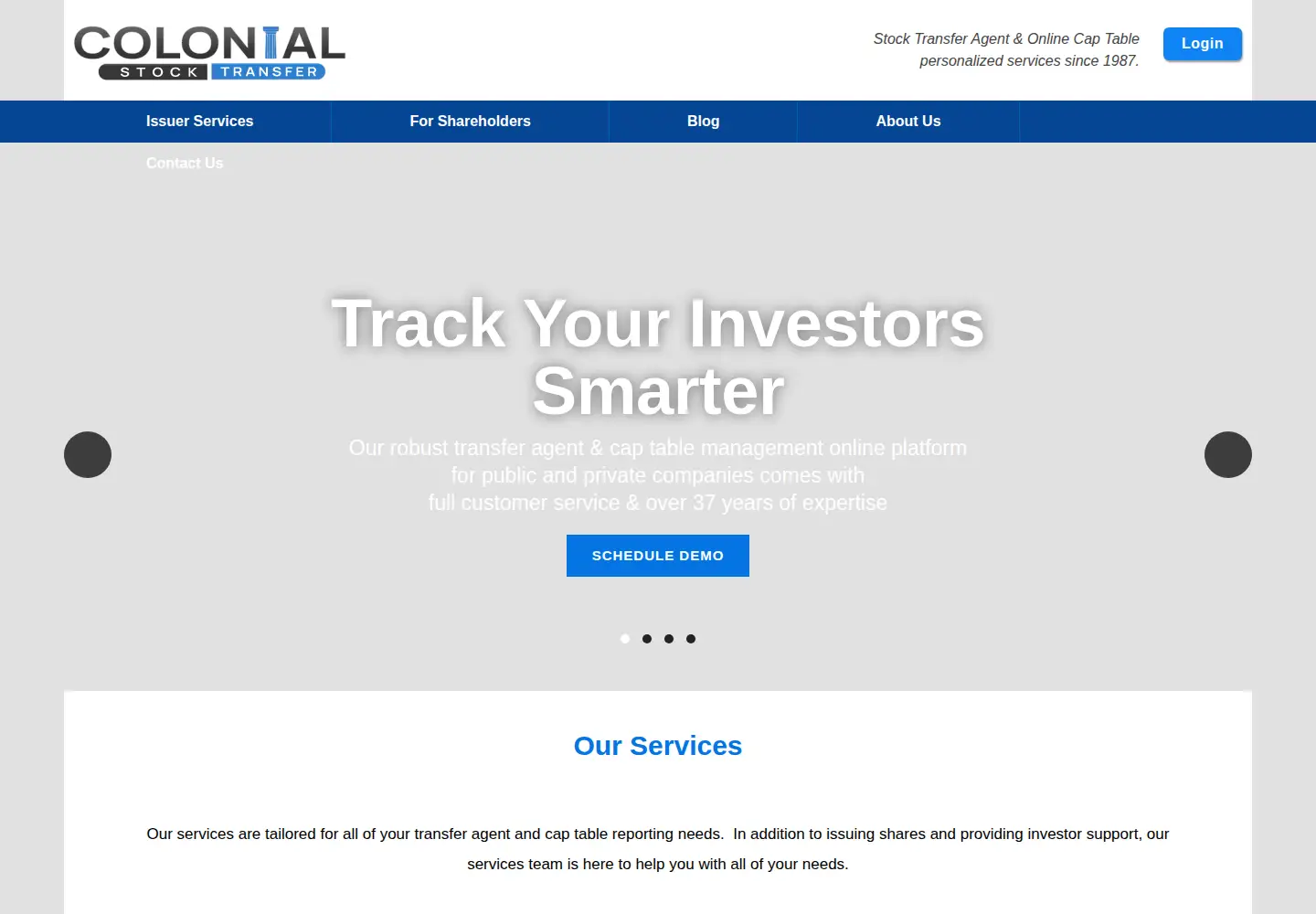 Screenshot of colonialstock.com