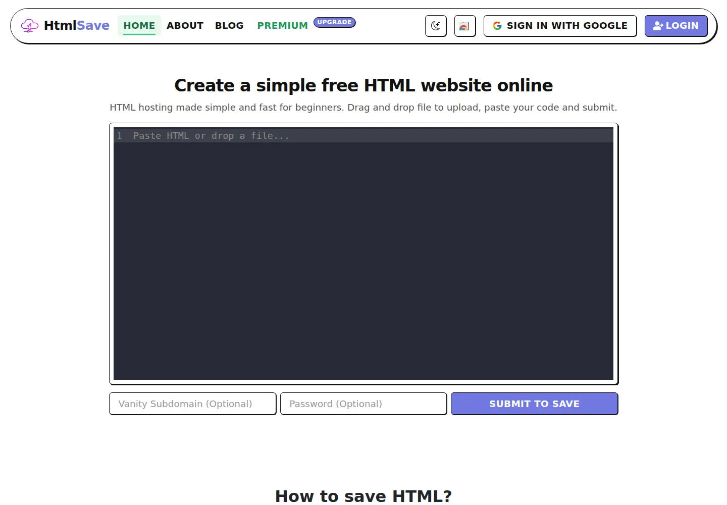 Captured homepage of htmlsave.com in the current scan