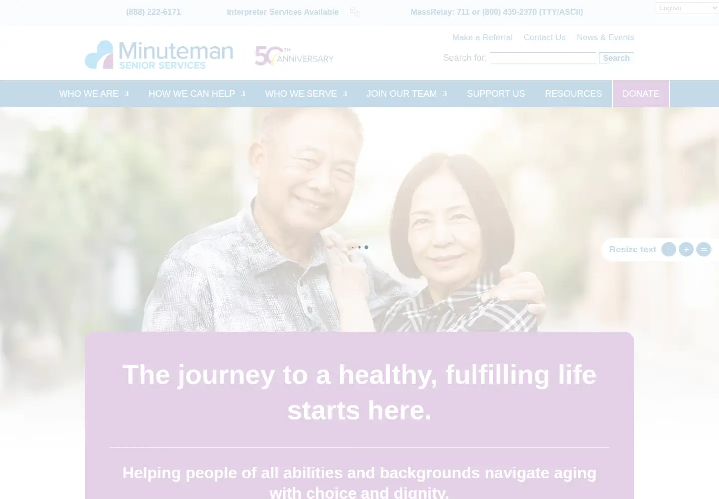 Captured homepage of minutemansenior.org in the current scan