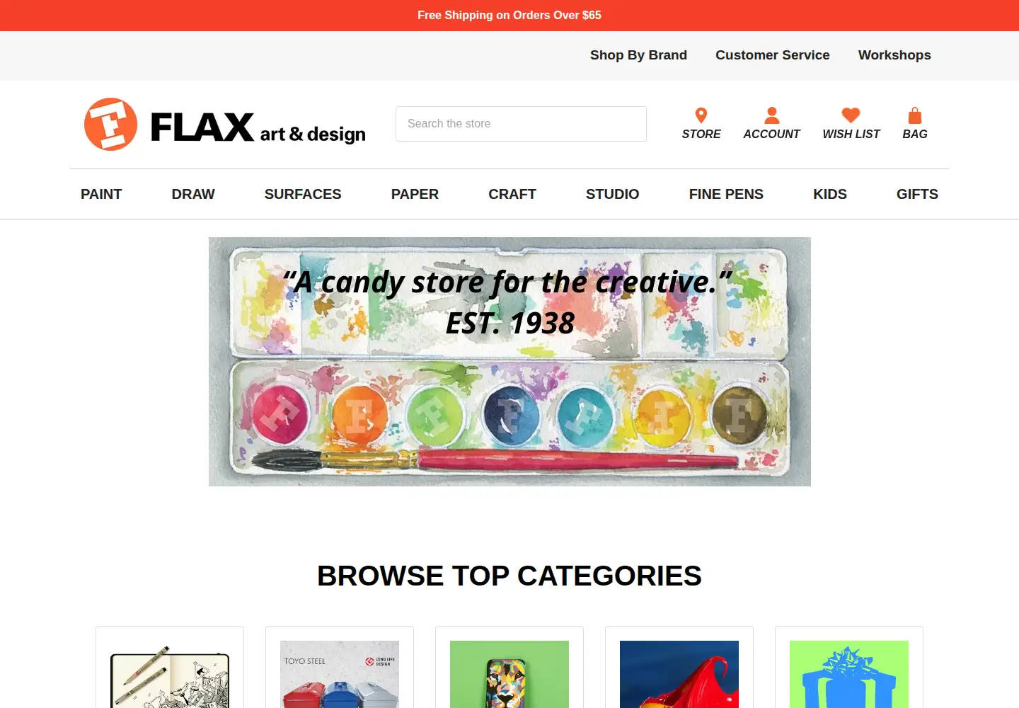 Screenshot of flaxart.com