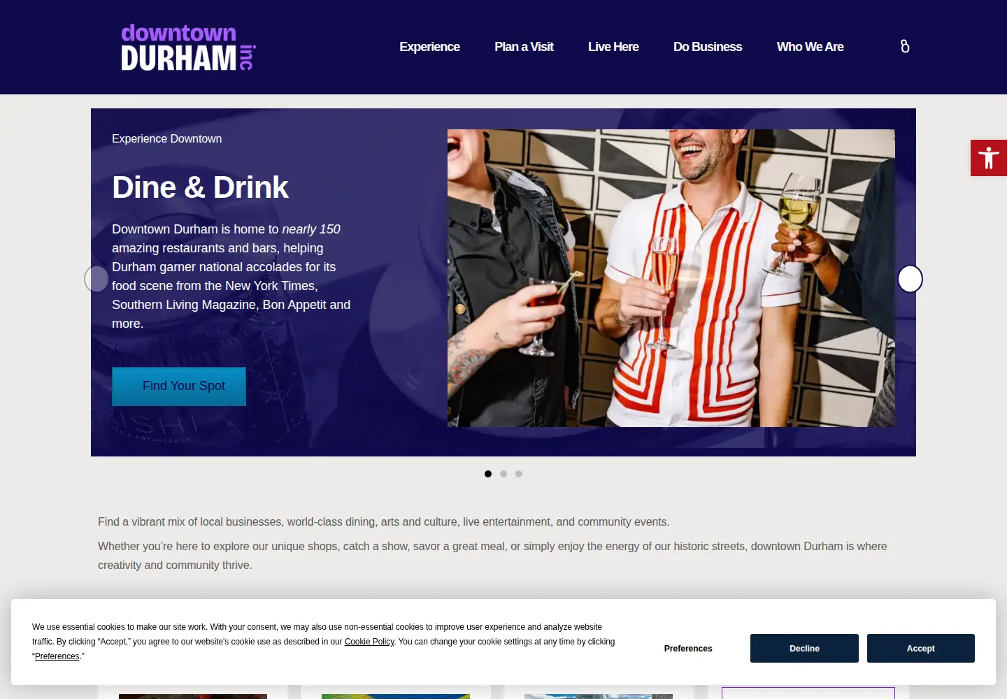 Screenshot of downtowndurham.com