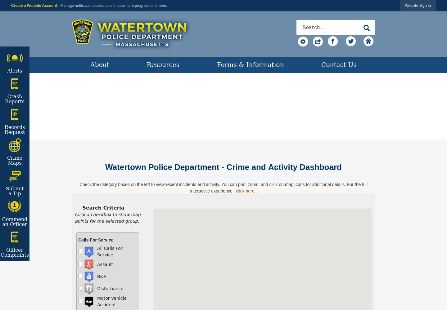 Screenshot of watertownpd.org