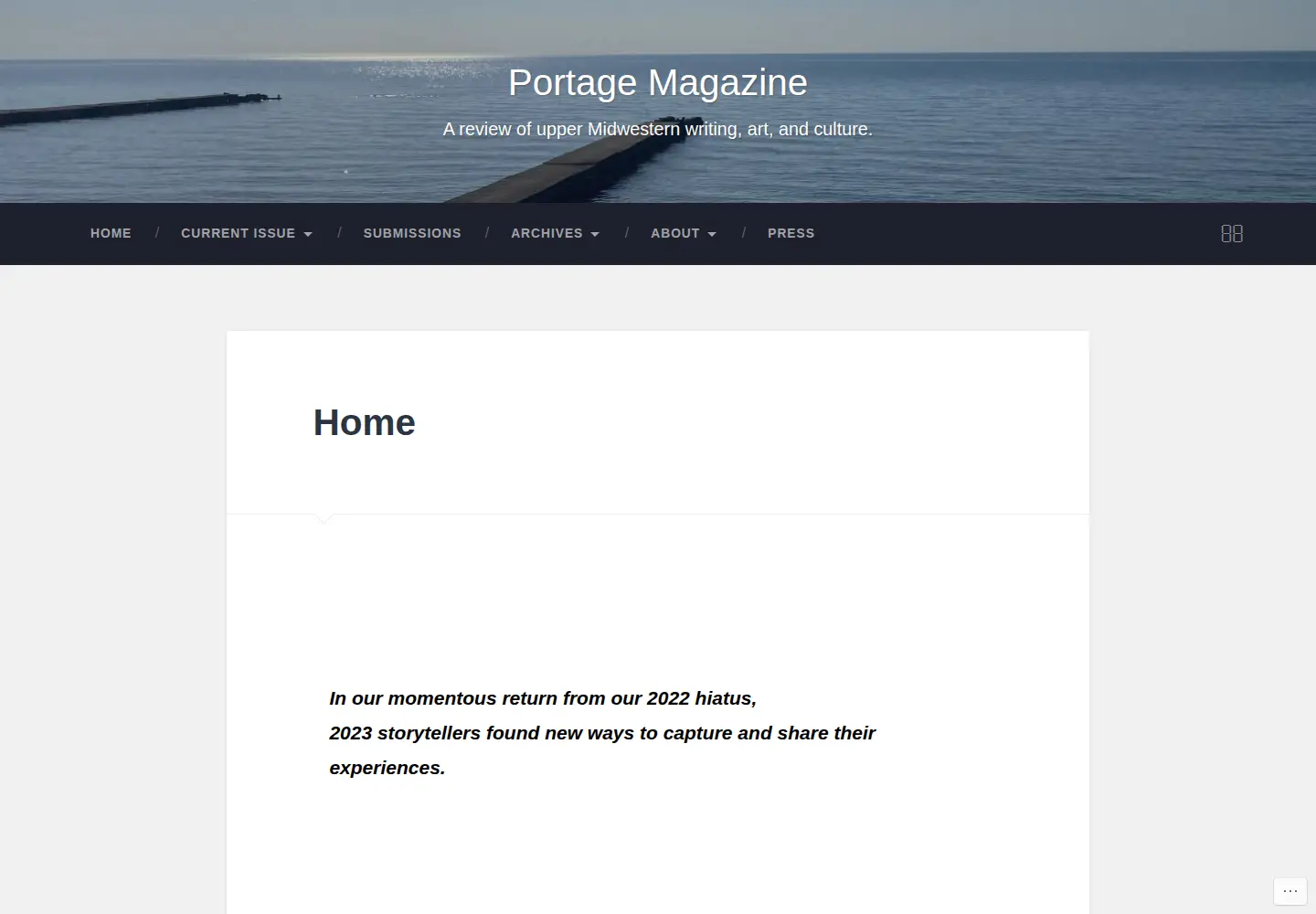Screenshot of portagemagazine.org