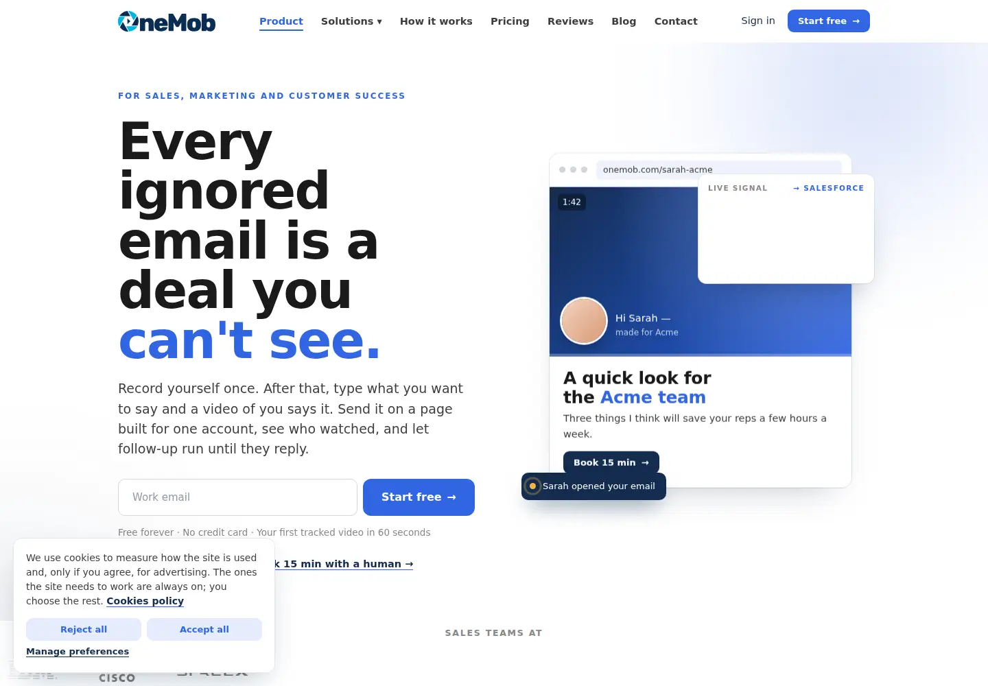 Captured homepage of onemob.com in the current scan