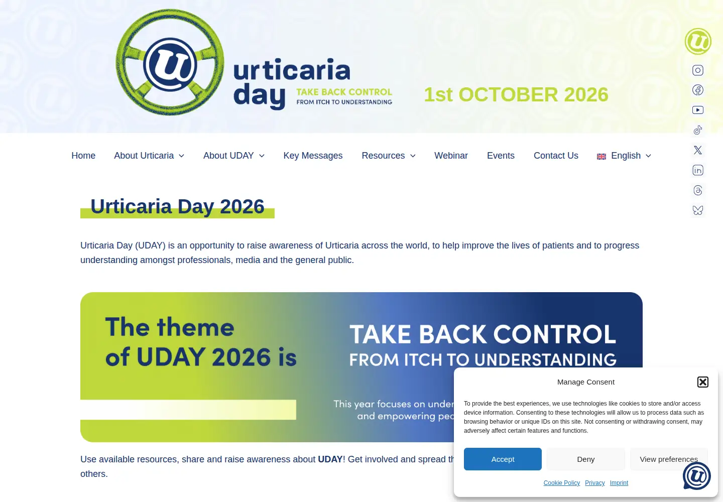 Screenshot of urticariaday.org
