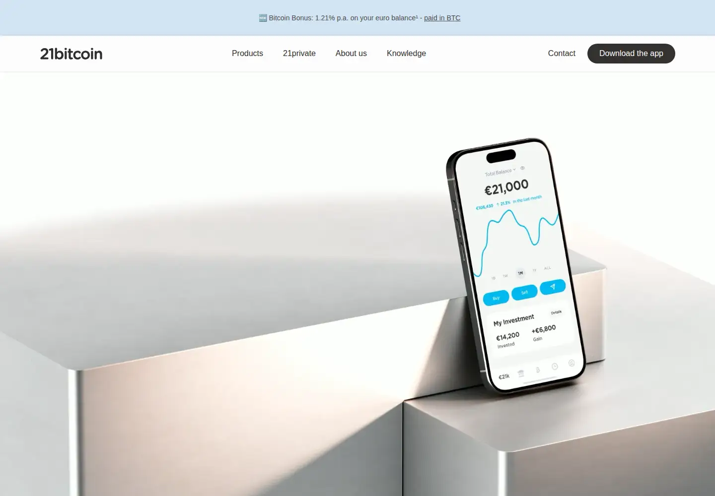 Captured homepage of 21bitcoin.app in the current scan